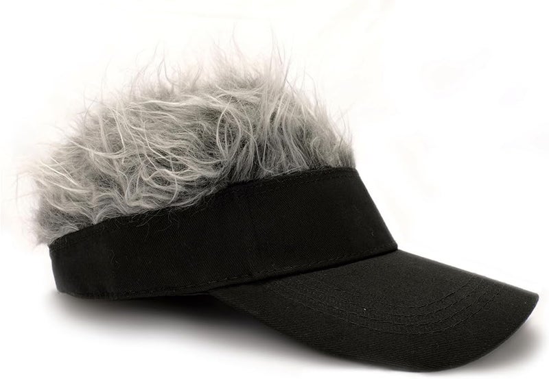 Ctallthy Men's Novelty Hair Visor Sun Cap Wig Peaked Baseball Hat with Spiked Hairs Sun Hats Birthday Gift - Image 2